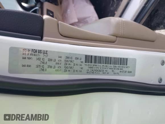 2017 Jeep Grand Cherokee Laredo z VIN 1C4RJFAG9HC962729, wystawiony jako IAAI lot #42510882 z przebiegiem 170 087 mil mil oraz . Historia ofert i sprzedaży dostępna na DreamBid. Obrazek 9.