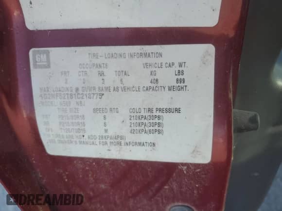 2001 Pontiac Grand Am SE1 with VIN 1G2NF52T81C213775, listed as a Copart auction lot 48061645 with 187,571 mi miles and Salvage title. Bid and sale history available at DreamBid. Image 14.