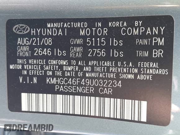 2009 Hyundai Genesis with VIN KMHGC46F49U032234, listed as a IAAI auction lot 42634440 with 137,449 mi miles and . Bid and sale history available at DreamBid. Image 9.