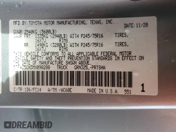 2021 Toyota Tacoma SR5 with VIN 5TFAZ5CN3MX098288, listed as a Copart auction lot 81489995 with 80,073 mi miles and Non repairable. Bid and sale history available at DreamBid. Image 13.