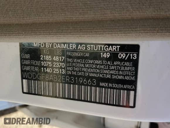 2014 Mercedes-Benz C 300 Sport с VIN WDDGF8AB2ER319663, выставлен на аукционе Copart как лот 69626275 с пробегом 110 846 миль миль и Списание • Salvage title. История ставок и продаж доступна на DreamBid. Изображение 12.