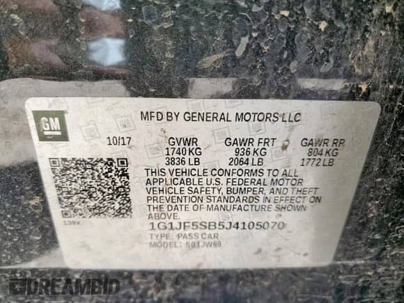 2018 Chevrolet Sonic Premier с VIN 1G1JF5SB5J4105070, выставлен на аукционе Copart как лот 65957435 с пробегом 94 925 миль миль и Списание • Salvage title. История ставок и продаж доступна на DreamBid. Изображение 12.