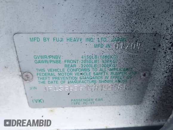 2004 Subaru Forester X with VIN JF1SG63674H755781, listed as a IAAI auction lot 43346205 with 171,422 mi miles and . Bid and sale history available at DreamBid. Image 9.