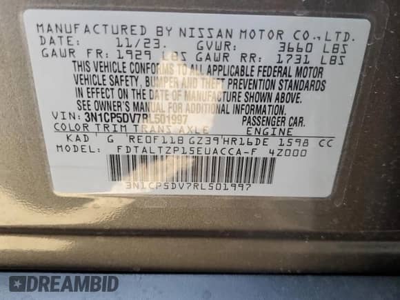 2024 Nissan Kicks SR with VIN 3N1CP5DV7RL501997, listed as a Copart auction lot 69676924 with 698 mi miles and Salvage title. Bid and sale history available at DreamBid. Image 16.
