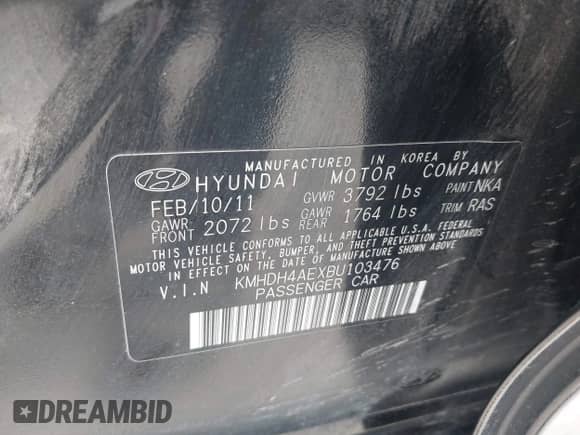 2011 Hyundai Elantra GLS z VIN KMHDH4AEXBU103476, wystawiony jako IAAI lot #42489771 z przebiegiem 109 954 mil mil oraz . Historia ofert i sprzedaży dostępna na DreamBid. Obrazek 9.