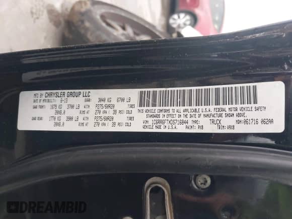 2013 Ram 1500 Express z VIN 1C6RR6FTXDS716844, wystawiony jako IAAI lot #42381092 z przebiegiem 182 582 mil mil oraz . Historia ofert i sprzedaży dostępna na DreamBid. Obrazek 9.