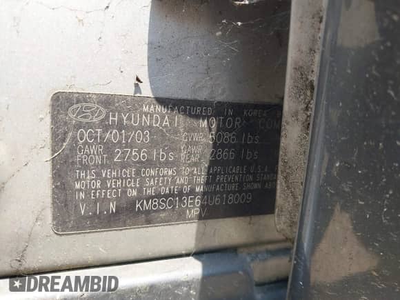 2004 Hyundai Santa Fe GLS с VIN KM8SC13E64U618009, выставлен на аукционе IAAI как лот 42419490 с пробегом 206 228 миль миль и . История ставок и продаж доступна на DreamBid. Изображение 9.