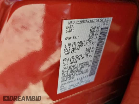 2025 Nissan Murano Platinum с VIN 5N1AZ3DT4SC121353, выставлен на аукционе Copart как лот 87254425 с пробегом 3 274 миль миль и Чистый • Clean title. История ставок и продаж доступна на DreamBid. Изображение 13.