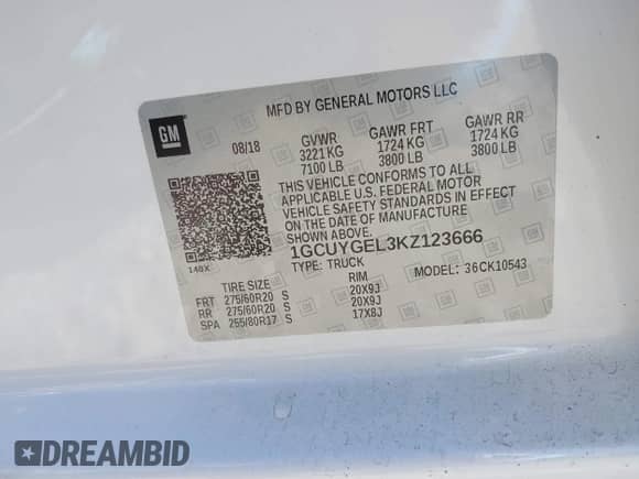 2019 Chevrolet Silverado 1500 LTZ z VIN 1GCUYGEL3KZ123666, wystawiony jako IAAI lot #41145149 z przebiegiem 70 043 mil mil oraz . Historia ofert i sprzedaży dostępna na DreamBid. Obrazek 9.
