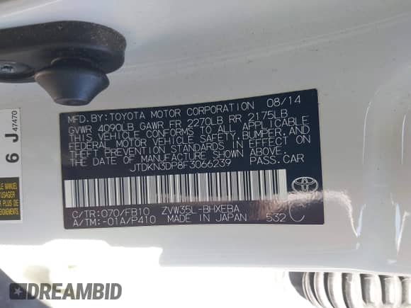 2015 Toyota Prius Advanced z VIN JTDKN3DP8F3066239, wystawiony jako IAAI lot #42831974 z przebiegiem 158 614 mil mil oraz . Historia ofert i sprzedaży dostępna na DreamBid. Obrazek 9.