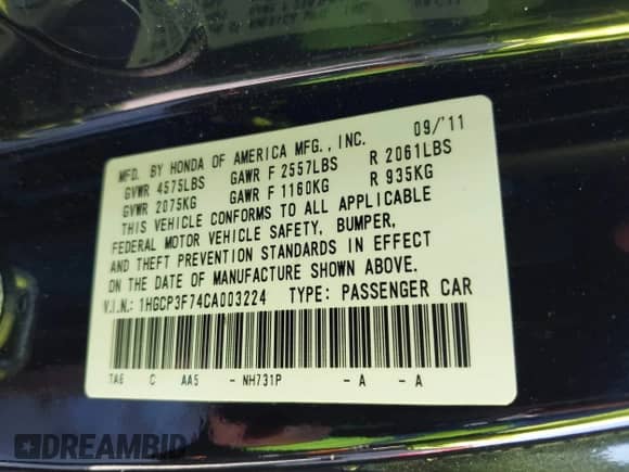 2012 Honda Accord EX с VIN 1HGCP3F74CA003224, выставлен на аукционе IAAI как лот 42588161 с пробегом 138 187 миль миль и . История ставок и продаж доступна на DreamBid. Изображение 9.