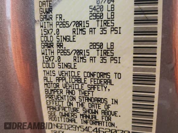 2004 Nissan Frontier XE z VIN 1N6ED29Y54C462070, wystawiony jako Copart lot #85443024 z przebiegiem Nie podano mil oraz Szkoda całkowita • Salvage title. Historia ofert i sprzedaży dostępna na DreamBid. Obrazek 13.