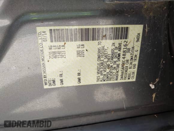 2014 Nissan Maxima S с VIN 1N4AA5AP0EC488162, выставлен на аукционе IAAI как лот 41986642 с пробегом 99 195 миль миль и . История ставок и продаж доступна на DreamBid. Изображение 9.