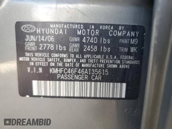 2006 Hyundai Azera SE с VIN KMHFC46F46A135615, выставлен на аукционе Copart как лот 80775244 с пробегом 137 954 миль миль и На запчасти • Non repairable. История ставок и продаж доступна на DreamBid. Изображение 13.