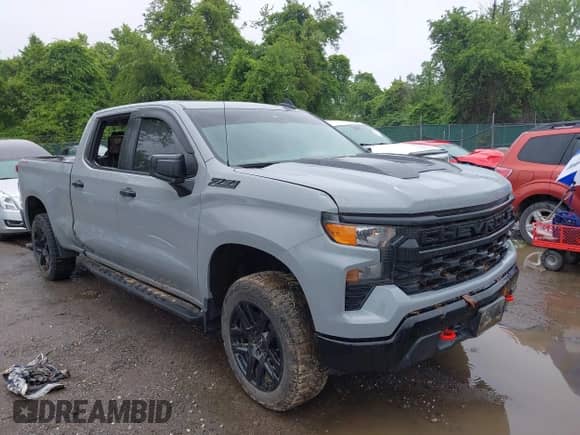 2024 Chevrolet Silverado 1500 Custom Trail Boss z VIN 3GCPDCEK2RG197468, wystawiony jako IAAI lot #42285969 z przebiegiem Nie podano mil oraz . Historia ofert i sprzedaży dostępna na DreamBid. Obrazek 1.