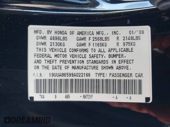 2009 Acura TL Technology с VIN 19UUA86599A022166, выставлен на аукционе IAAI как лот 43467655 с пробегом 197 933 миль миль и . История ставок и продаж доступна на DreamBid. Изображение 9.