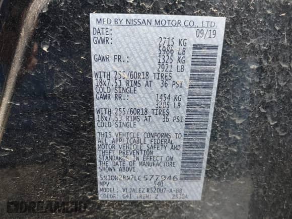 2020 Nissan Pathfinder SV with VIN 5N1DR2BN2LC577946, listed as a IAAI auction lot 42647282 with 102,769 mi miles and . Bid and sale history available at DreamBid. Image 9.