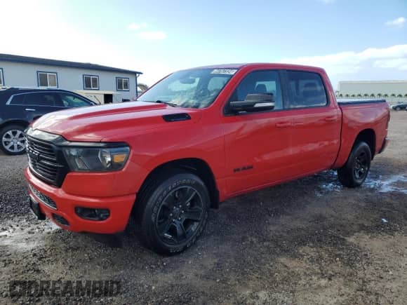 2021 Ram 1500 Big Horn with VIN 1C6RREFG1MN610200, listed as a Copart auction lot 84767334 with 61,999 mi miles and Clean title. Bid and sale history available at DreamBid. Image 1.