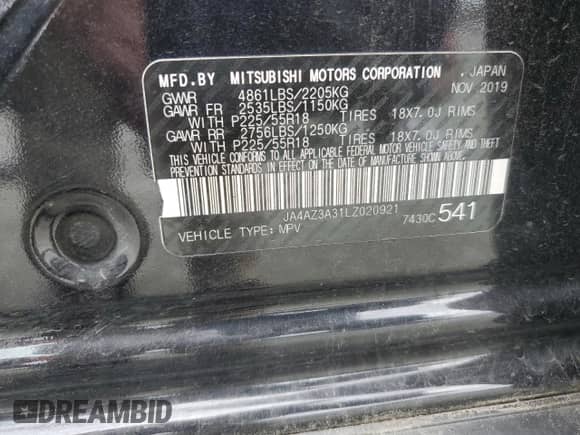 2020 Mitsubishi Outlander ES z VIN JA4AZ3A31LZ020921, wystawiony jako Copart lot #67187745 z przebiegiem 63 784 mil mil oraz Szkoda całkowita • Salvage title. Historia ofert i sprzedaży dostępna na DreamBid. Obrazek 14.