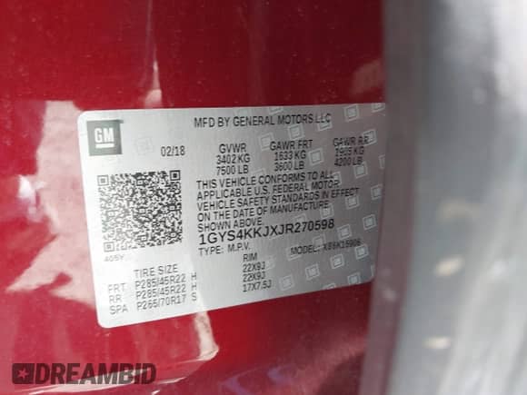 2018 Cadillac Escalade ESV Platinum с VIN 1GYS4KKJXJR270598, выставлен на аукционе IAAI как лот 42238452 с пробегом 60 194 миль миль и . История ставок и продаж доступна на DreamBid. Изображение 9.