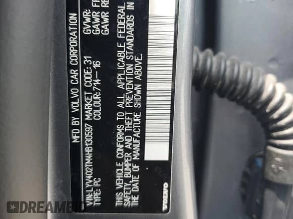 2017 Volvo S60 Inscription Platinum с VIN LYV402TM4HB130597, выставлен на аукционе Copart как лот 64957945 с пробегом 51 115 миль миль и Списание • Salvage title. История ставок и продаж доступна на DreamBid. Изображение 12.