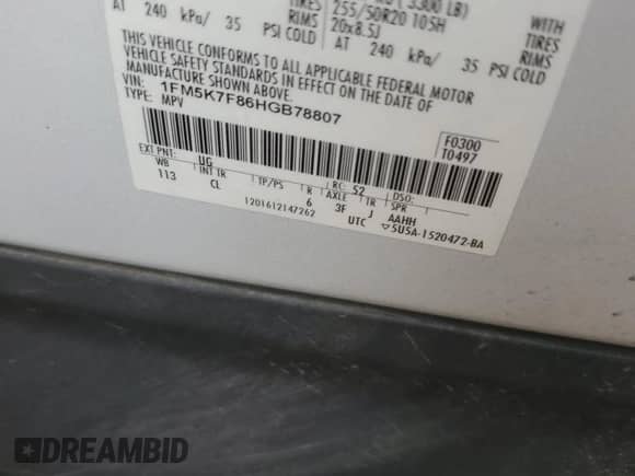 2017 Ford Explorer Limited z VIN 1FM5K7F86HGB78807, wystawiony jako Copart lot #82113335 z przebiegiem 147 331 mil mil oraz Szkoda całkowita • Salvage title. Historia ofert i sprzedaży dostępna na DreamBid. Obrazek 13.