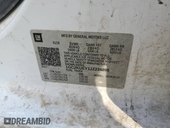 2018 Chevrolet Silverado 2500HD z VIN 1GC2KUEY1JZ234895, wystawiony jako Copart lot #44267675 z przebiegiem 192 144 mil mil oraz Szkoda całkowita • Salvage title. Historia ofert i sprzedaży dostępna na DreamBid. Obrazek 12.