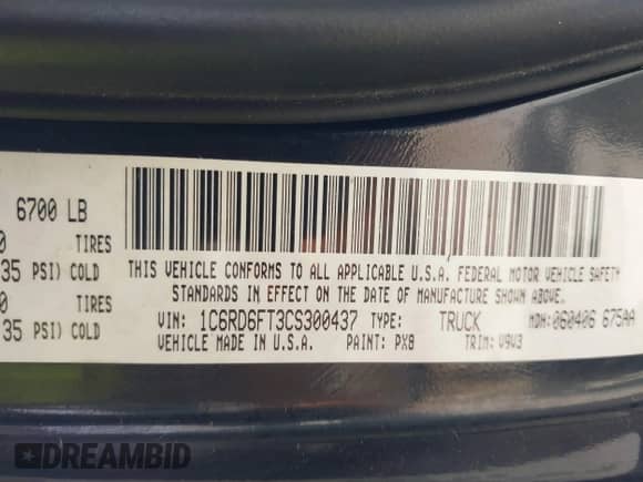 2012 Ram 1500 Tradesman с VIN 1C6RD6FT3CS300437, выставлен на аукционе IAAI как лот 41719611 с пробегом 161 095 миль миль и . История ставок и продаж доступна на DreamBid. Изображение 9.