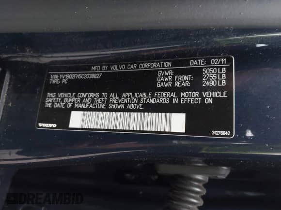 2012 Volvo S60 T6 с VIN YV1902FH5C2038827, выставлен на аукционе IAAI как лот 42860167 с пробегом 78 984 миль миль и . История ставок и продаж доступна на DreamBid. Изображение 9.