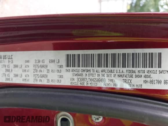 2017 Ram 1500 Big Horn z VIN 3C6RR7LTXHG506493, wystawiony jako IAAI lot #43114825 z przebiegiem 154 614 mil mil oraz . Historia ofert i sprzedaży dostępna na DreamBid. Obrazek 9.