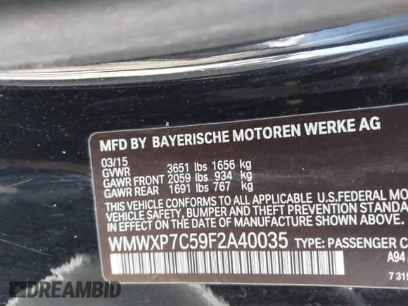 2015 MINI Hardtop S с VIN WMWXP7C59F2A40035, выставлен на аукционе IAAI как лот 43339436 с пробегом 84 301 миль миль и . История ставок и продаж доступна на DreamBid. Изображение 9.