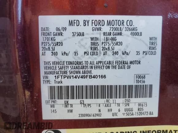 2009 Ford F-150 XL with VIN 1FTPW14V49FB40166, listed as a Copart auction lot 86128465 with 173,218 mi miles and Clean title. Bid and sale history available at DreamBid. Image 12.