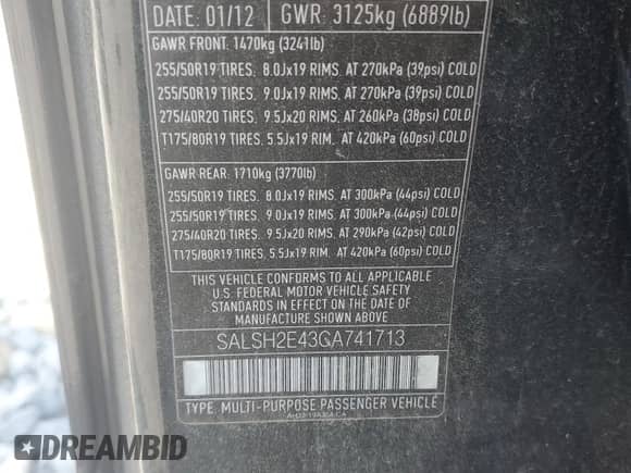 2012 Land Rover Range Rover Sport SC z VIN SALSH2E43CA741713, wystawiony jako Copart lot #81386185 z przebiegiem 89 363 mil mil oraz Czysty tytuł • Clean title. Historia ofert i sprzedaży dostępna na DreamBid. Obrazek 13.