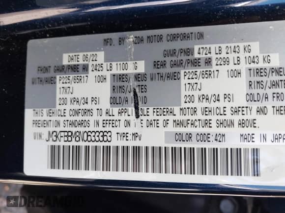 2022 Mazda CX-5 S Select z VIN JM3KFBBM8N0633363, wystawiony jako IAAI lot #42064278 z przebiegiem 69 226 mil mil oraz . Historia ofert i sprzedaży dostępna na DreamBid. Obrazek 9.