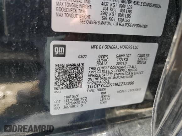 2022 Chevrolet Silverado 1500 Custom Trail Boss z VIN 1GCPYCEK1NZ232886, wystawiony jako Copart lot #67035484 z przebiegiem 37 429 mil mil oraz Szkoda całkowita • Salvage title. Historia ofert i sprzedaży dostępna na DreamBid. Obrazek 14.