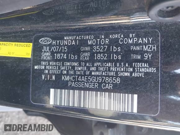 2016 Hyundai Accent SE с VIN KMHCT4AE5GU978658, выставлен на аукционе IAAI как лот 43042173 с пробегом 68 593 миль миль и . История ставок и продаж доступна на DreamBid. Изображение 9.