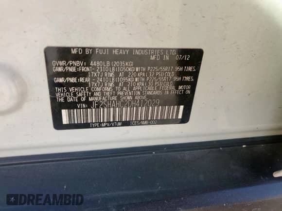 2013 Subaru Forester X Touring z VIN JF2SHAHC2DH412029, wystawiony jako Copart lot #82295635 z przebiegiem 88 432 mil mil oraz Szkoda całkowita • Salvage title. Historia ofert i sprzedaży dostępna na DreamBid. Obrazek 14.