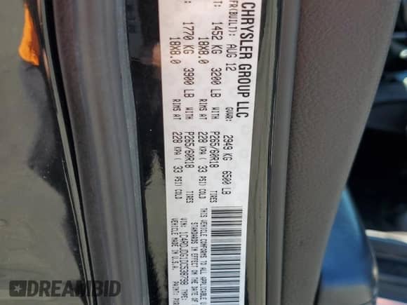 2013 Dodge Durango Crew with VIN 1C4RDJDG1DC538798, listed as a Copart auction lot 71246895 with 178,779 mi miles and Clean title. Bid and sale history available at DreamBid. Image 13.