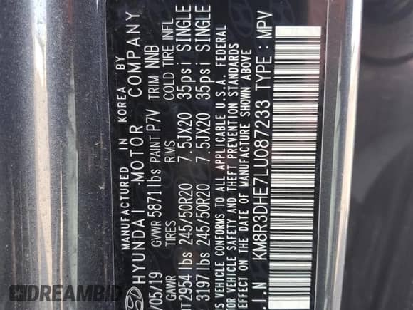 2020 Hyundai Palisade SEL с VIN KM8R3DHE7LU087233, выставлен на аукционе Copart как лот 68098633 с пробегом 53 305 миль миль и . История ставок и продаж доступна на DreamBid. Изображение 14.