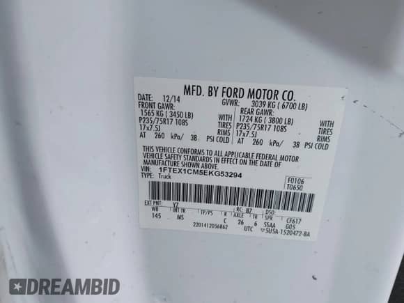 2014 Ford F-150 XL с VIN 1FTEX1CM5EKG53294, выставлен на аукционе IAAI как лот 43429419 с пробегом 165 580 миль миль и . История ставок и продаж доступна на DreamBid. Изображение 9.