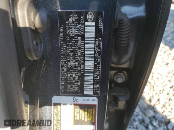 2017 Toyota Camry XLE z VIN 4T1BF1FK7HU448645, wystawiony jako Copart lot #80604775 z przebiegiem 88 207 mil mil oraz Szkoda całkowita • Salvage title. Historia ofert i sprzedaży dostępna na DreamBid. Obrazek 13.