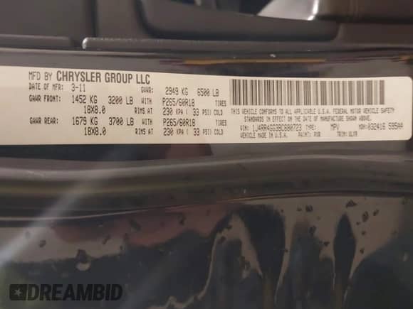 2011 Jeep Grand Cherokee 70th Anniversary с VIN 1J4RR4GG3BC680723, выставлен на аукционе IAAI как лот 41748828 с пробегом 166 480 миль миль и . История ставок и продаж доступна на DreamBid. Изображение 9.