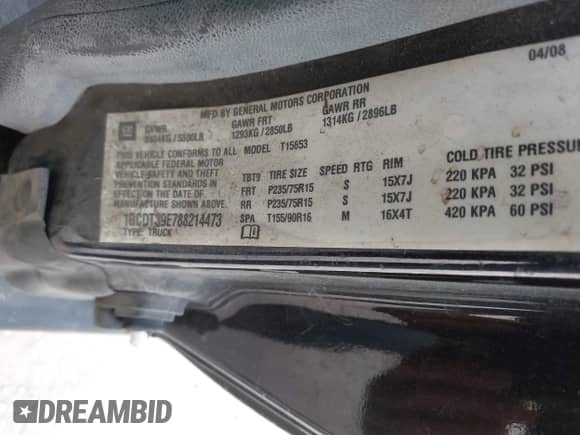 2008 Chevrolet Colorado 1LT с VIN 1GCDT39E788214473, выставлен на аукционе IAAI как лот 43439865 с пробегом 232 130 миль миль и . История ставок и продаж доступна на DreamBid. Изображение 9.