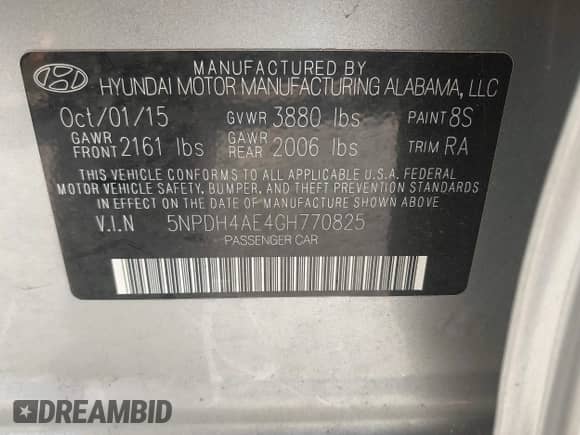 2016 Hyundai Elantra SE z VIN 5NPDH4AE4GH770825, wystawiony jako IAAI lot #43440534 z przebiegiem Nie podano mil oraz . Historia ofert i sprzedaży dostępna na DreamBid. Obrazek 9.