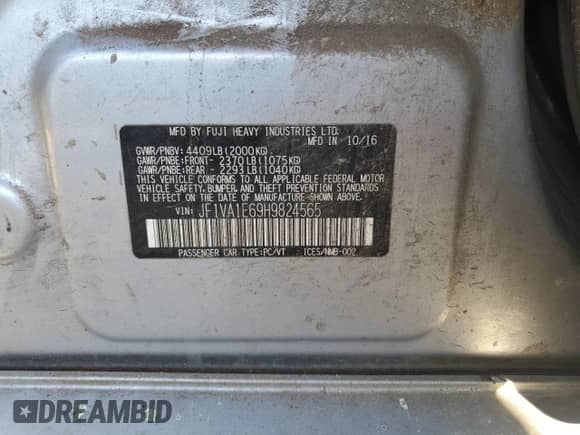 2017 Subaru WRX Premium z VIN JF1VA1E69H9824565, wystawiony jako Copart lot #84376525 z przebiegiem 159 849 mil mil oraz Szkoda całkowita • Salvage title. Historia ofert i sprzedaży dostępna na DreamBid. Obrazek 12.