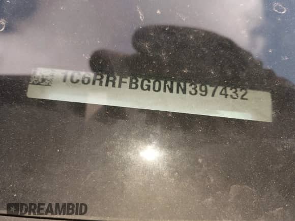 2022 Ram 1500 Big Horn with VIN 1C6RRFBG0NN397432, listed as a IAAI auction lot 41197990 with 29,154 mi miles and . Bid and sale history available at DreamBid. Image 9.