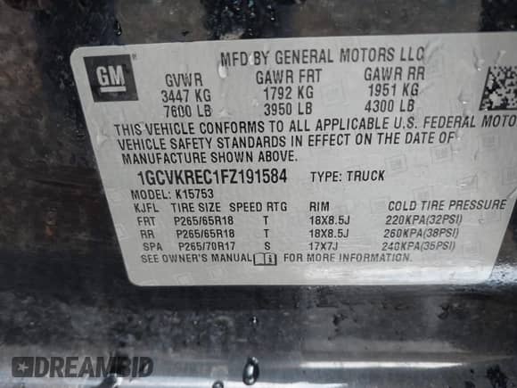 2015 Chevrolet Silverado 1500 LT с VIN 1GCVKREC1FZ191584, выставлен на аукционе IAAI как лот 42748746 с пробегом 156 923 миль миль и . История ставок и продаж доступна на DreamBid. Изображение 9.