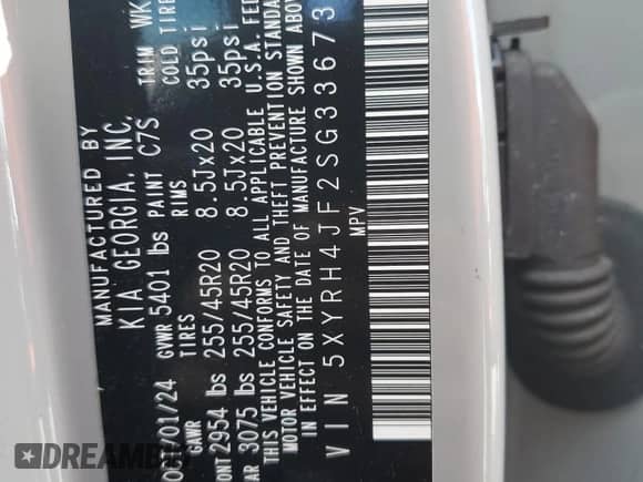 2025 Kia Sorento EX с VIN 5XYRH4JF2SG336739, выставлен на аукционе Copart как лот 62343515 с пробегом 12 531 миль миль и На запчасти • Non repairable. История ставок и продаж доступна на DreamBid. Изображение 14.