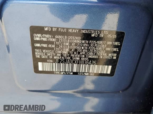 2015 Subaru Forester Premium z VIN JF2SJADCXFH836426, wystawiony jako Copart lot #71716375 z przebiegiem 71 951 mil mil oraz Szkoda całkowita • Salvage title. Historia ofert i sprzedaży dostępna na DreamBid. Obrazek 13.