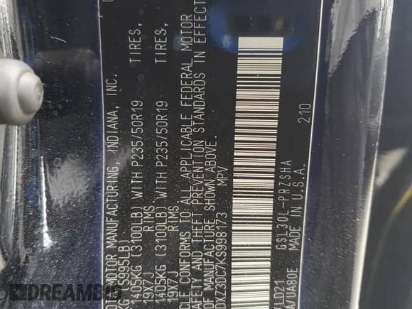 2019 Toyota Sienna SE with VIN 5TDXZ3DC7KS998173, listed as a Copart auction lot 82277075 with 182,512 mi miles and Salvage title. Bid and sale history available at DreamBid. Image 13.